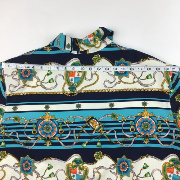 vintage womens jacket Alfred Dunner 16W nautical chain print bomber full zip 90s - Picture 16 of 16